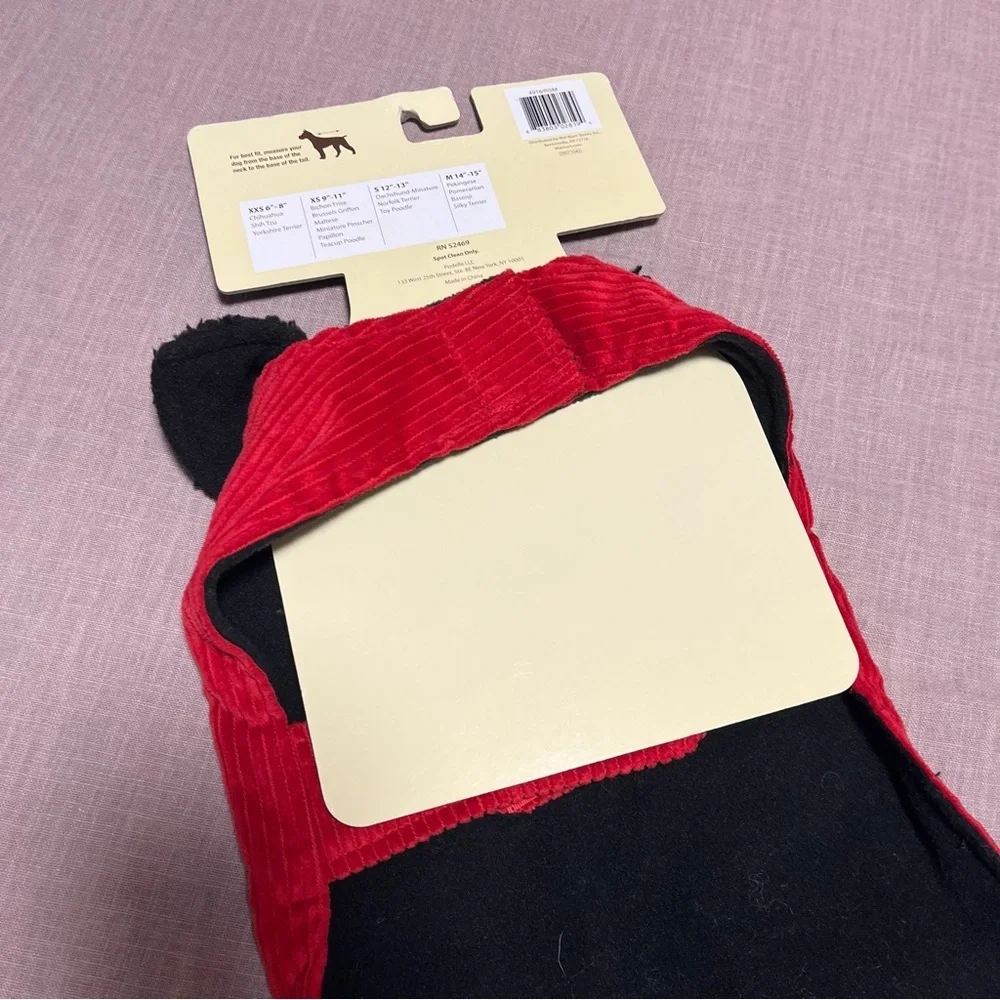 NWT red corduroy dog coat with a black fleece lining For Small Dog winter Warm